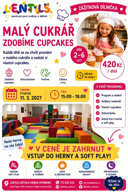 Zážitková dílnička Malý cukrář – zdobíme cupcakes, plakát
